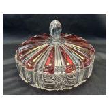 (A) MCM Vintage Anchor Hocking Cranberry & Clear