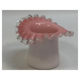 (C) Peach CREST by FENTON Art Glass TOP HAT VASE