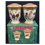 (C) Wild Flowers Salt And Pepper Set IOB