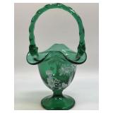 (B) Vintage Fenton Emerald Green Ribbed Art Glass
