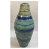 (B) Vintage Mid Century Drip Glaze Aqua Blue Wavy