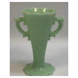 (C) MOSSER JADEITE GREEN GLASS VASE SCALLOPED