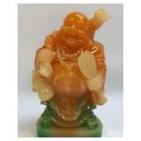 (B) Vintage Orange Resin Laughing Buddha Figurine