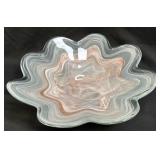 (C) Vintage Art Glass Bowl with Scalloped Edge