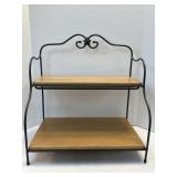 (E) Longaberger Wrought Iron Wooden 2 Tier Shelf