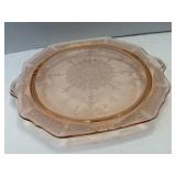 (A) Vintage Pink Depression Glass Cake Plate