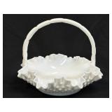 (C) Vintage Fenton Milk Glass Hobnail Basket