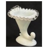 (C) Vintage Fenton Silver Crest Cornucopia Vase