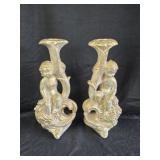 Ceramic Cherub Vases 11' tall