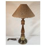 Brass & Wood Table Lamp 26' tall