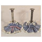 Silver Plated Candle Holders w/ Skirts 8' tall