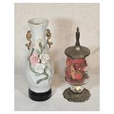10' Porcelain Vase & Brass Pedistal Apothecary