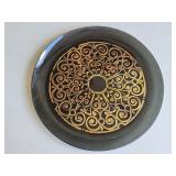 Tinted Glass Dinner Plate w/ Gold Designs 11ï¿½'