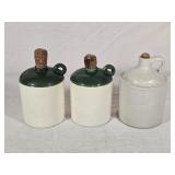 3 Mini Wiskey Jugs 5ï¿½' & 6ï¿½' tall