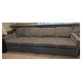Blue Herringbone Sofa 97'L 34'D 29'T