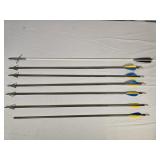 6 Hunting Arrows w/ Broadheads & 1 Fishing Arrow