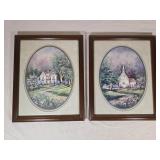 Framed Scenic House & Church Pictures 11ï¿½'x 15ï¿½'