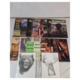 Assorted Hunting Magazines & Wall Decor