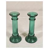 Vintage Glass Candleholders 7' tall