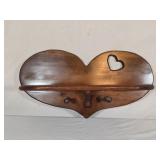 Wooden Heart Shaped Shelf 21'L 11'T