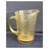 Vtg Hazel Atlas Gold Swirl Optic Pitcher 8ï¿½' tall