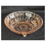 Jeannette Glass Pink Windsor 3 Legged Bowl 7ï¿½'W