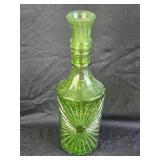 Vtg Green Glass Gold Splatter Decanter 11ï¿½'