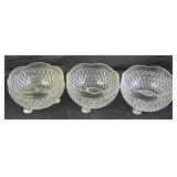 3 Indiana Glass Diamond Point 3-toed Serving