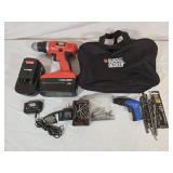 18v Black & Decker Drill w/ 2 Batteries, Charger,