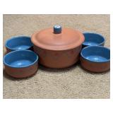 Himark Terracotta Turquoise Hand Painted Covered