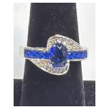 (SC) Blue Sapphire Fashion Ring Size 7
