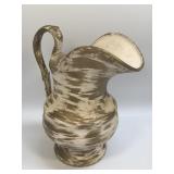 (B) Chalkware Pottery Pitcher With Brushed Gold