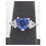 (SC) Blue Sapphire Heart Ring Size 6.5