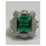 (SC) Emerald-Cut Tourmaline Stone Accented With a