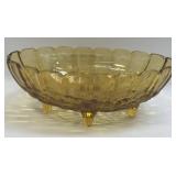 (B) Vintage Indiana Glass Amber Footed Fruit Bowl