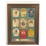 (F) Framed Vintage Snuff Labels 1900-1940 Overall