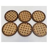 (D) Portia Rattan Wood Coasters Set of 4 3.25'