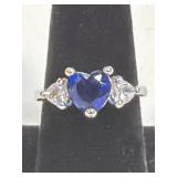 (SC) Blue Sapphire Heart Ring Size 7.5
