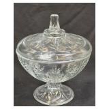 (B) Glass Lidded Candy Dish Short Pedestal