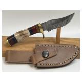 (SC) 6' Fixed Blade Damascus Style Knife With