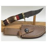 (SC) 6' Fixed Blade Damascus Style Knife With
