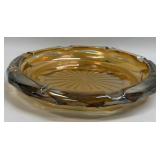 (B) Vintage Heavy Amber Glass Ashtray 10'