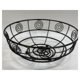 (B) Vintage Wrought Iron Scroll Fruit Bowl Black