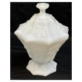 (C) Anchor Hocking Milk Glass Lidded Candy Dish
