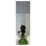 (F) Antique Green Corinthian Oil Lamp Aladdin