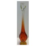 (F) Vintage MCM Viking Glass Persimmon 6 Petal