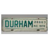 (D) Vintage 1974 Durham NC License Plate