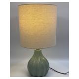 (E) Small Sage Green Table Lamp 14.25" Working