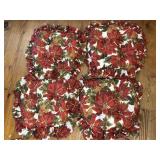 (FL) 4 Pc Christmas Poinsettias Chair Cushions