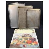 (C) 3 Cookie Baking Pans, 2 Glass Cutting Boards
